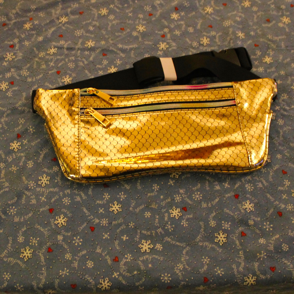 Gold mermaid rave holographic fanny waist pack